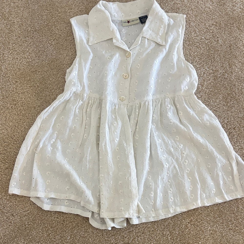 The Limited White Sleeveless Button Down Shirt